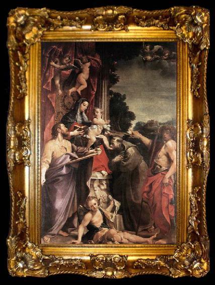 framed  CARRACCI, Annibale Madonna Enthroned with St Matthew, ta009-2